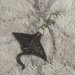 Stingray keychain charm/pendant with Glitter Accents (handmade)